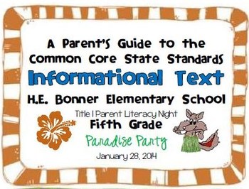 Preview of Parent Guide to the Fifth Grade Informational Text Common Core State Standards