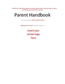 Preview of Parent Handbook Template