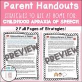 Parent Handout - Childhood Apraxia of Speech - Strategies for Home