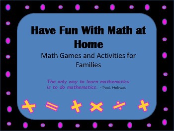 Preview of Parent Handout Fun With Math at Home