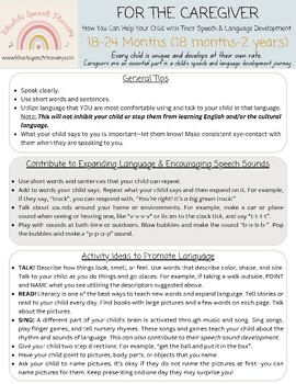 Parent Handout: Speech and Language Development--How to Help! (18-24 ...