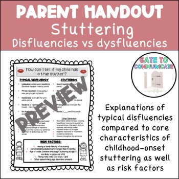 Preview of Parent Handout - Stuttering
