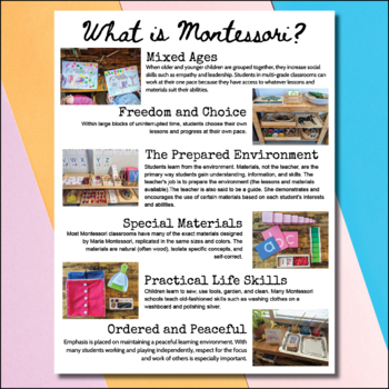 Preview of Parent Handout "What is Montessori?" Flyer