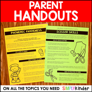 Preview of Parent Handouts, Parent Teacher Conferences Handouts for Preschool, Kindergarten
