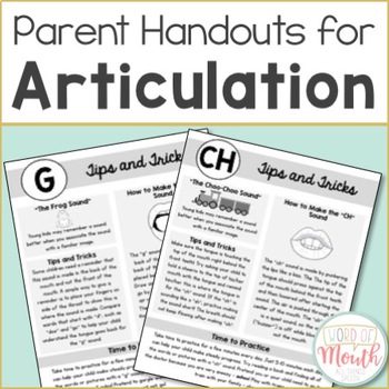 Preview of Articulation Handouts for Parents & Teachers
