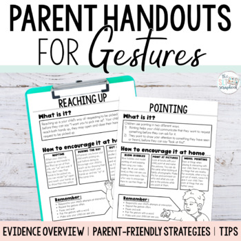 Preview of Parent Handouts for Gestures- Early Intervention Speech Therapy