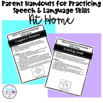 Preview of Parent Handouts for Practicing Speech Language Skills At Home Using Common Items