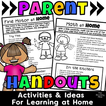 Preview of Parent Handouts for Preschool Home to School Connection