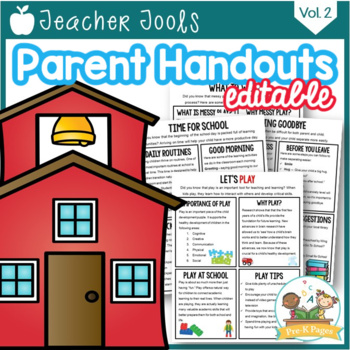 Preview of Parent Handouts for Preschool and Pre-K Editable Volume 2