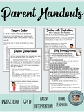 Parent Handouts for SPED Preschool, Early Intervention, Sp