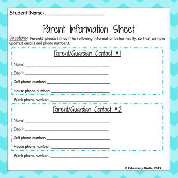 Printable Parent Information Sheet