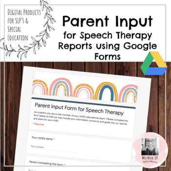 Preview of Parent Input Form for Speech Therapy