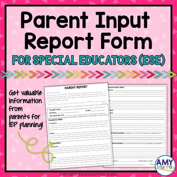 Preview of Parent Input Report Form for IEP Planning