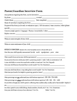 Preview of Parent Interview Form