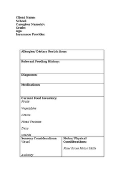 Preview of Parent Interview Template for Feeding Therapy