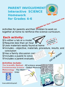 Preview of Parent Involvement: Interactive Science Homework for grades 4 to 6