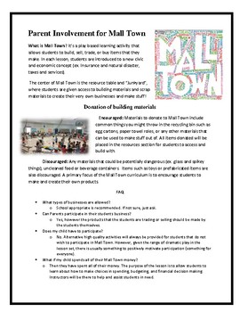 Preview of Parent Involvement Letter for Mall Town