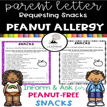 Preview of Parent Letter ~ Classroom Snacks with Peanut Allergy