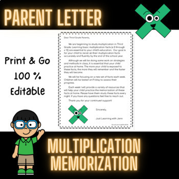 Preview of Parent Letter Multiplication 
