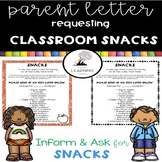 Parent Letter Requesting Classroom Snacks