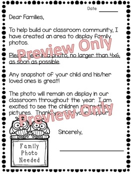 Parent Letter Requesting Family Photo by Sarah Griffin  TpT