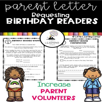 Preview of Parent Letter for Birthday Readers - Parent Volunteers for Mystery Readers