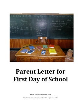Preview of Parent Letter for First Day of School