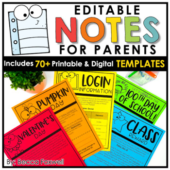 Preview of Parent Letters & Notes Templates - EDITABLE | Parent Communication