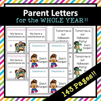 Preview of Parent Letters for the WHOLE YEAR!