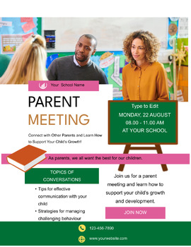 Preview of Parent Meeting(4) Fully Customize your Flyer -Ready to Edit & Present or Print!