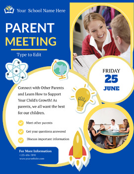 Preview of Parent Meeting Flyer Fully Customize your Flyer -Ready to Edit & Print No Prep!