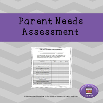 Parent Needs Assessment for School Counselors by Elementary Counseling ...