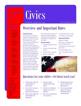 Preview of Parent Newsletters - American History