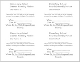 Parent Notification of Awards Assembly - slips (English & 