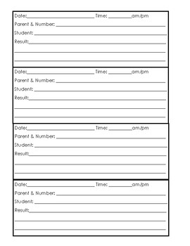 Parent Phone Call Log by Mrs R in the Resource Room | TpT