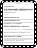 Parent Questionnaire- First Week of School