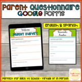 Parent Questionnaire Parent Survey Google Forms English Sp