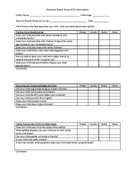 Preview of Parent Questionnaire (Preschool COS)