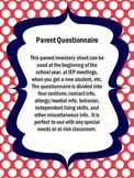 Parent Questionnaire/ Student Info Sheet