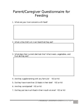 Preview of Parent Questionnaire for Feeding Evaluation of Oral Motor Skills
