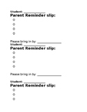 Parent Reminder slip for Special Education