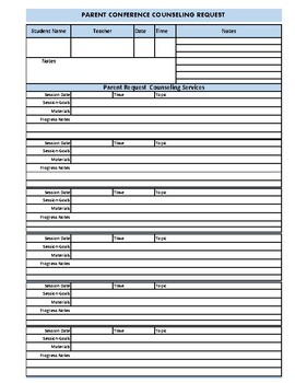 Preview of Parent Request Individual Counseling Tracking Form