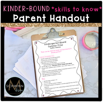 Preview of Parent Resource for Kindergarten Bound Students-- SUMMER WORK