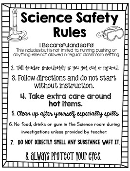 Science Safety Rules - Free by Tess the Krafty Teacher | TPT