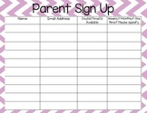 Parent Sign In Sheet