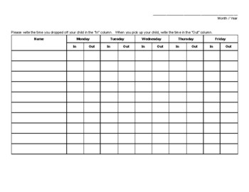 editable parent sign in sheet