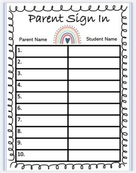 homework parent sign sheet