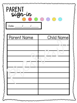 Preview of Parent Sign-In Sheet (FREEBIE)