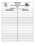 Parent Sign-In sheet *English and Spanish*