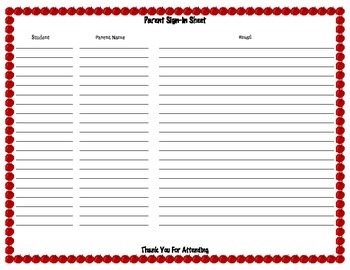 editable parent sign in sheet